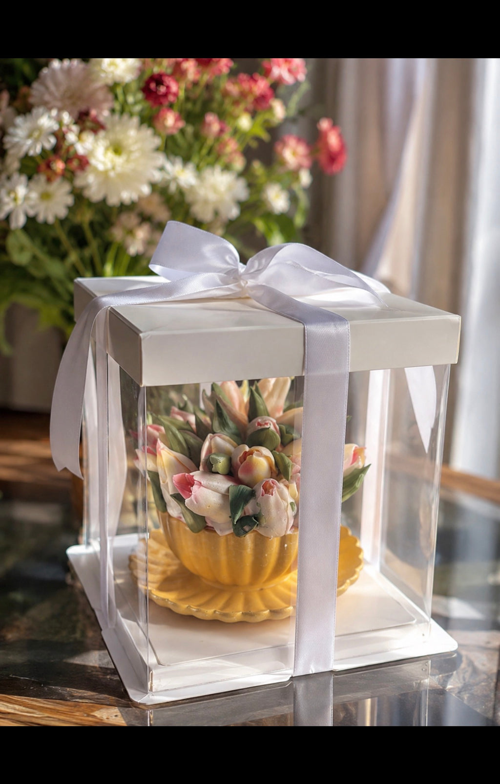 Chocolate Tea Cup with Marshmallow Flowers