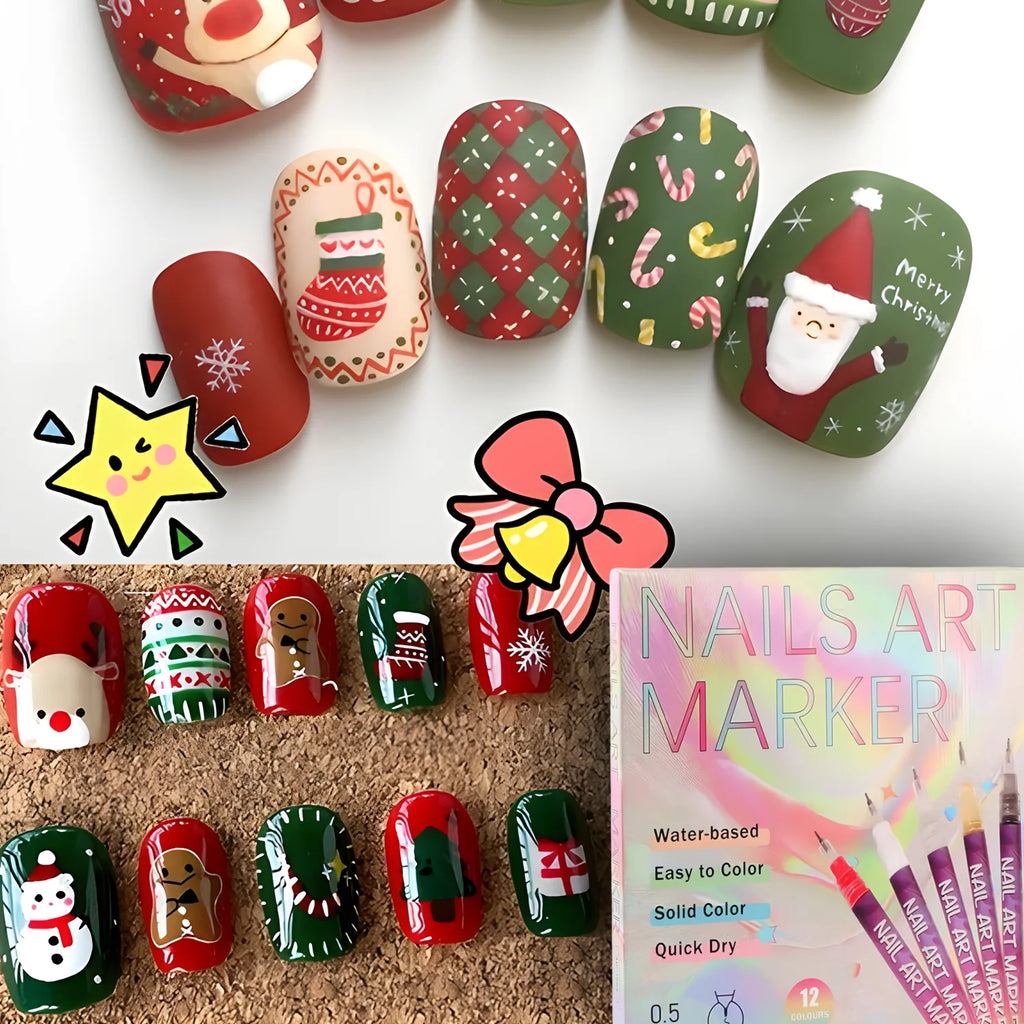 12-Color Nail Art Pens