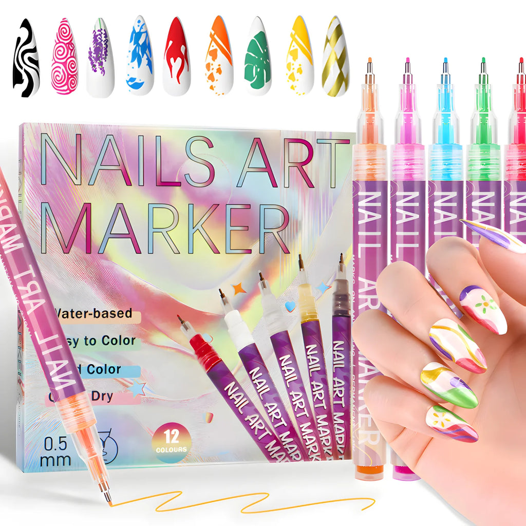 12-Color Nail Art Pens
