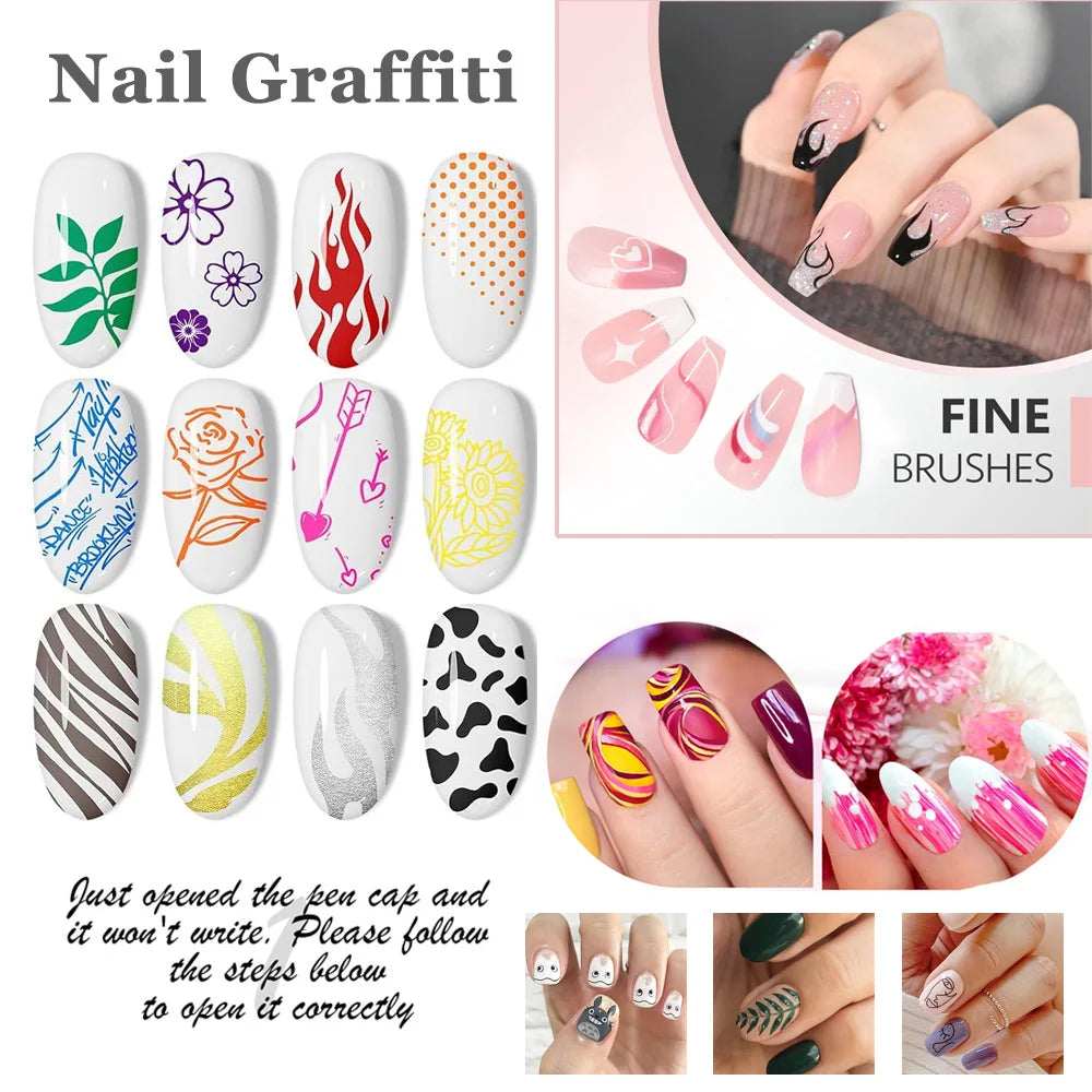 12-Color Nail Art Pens