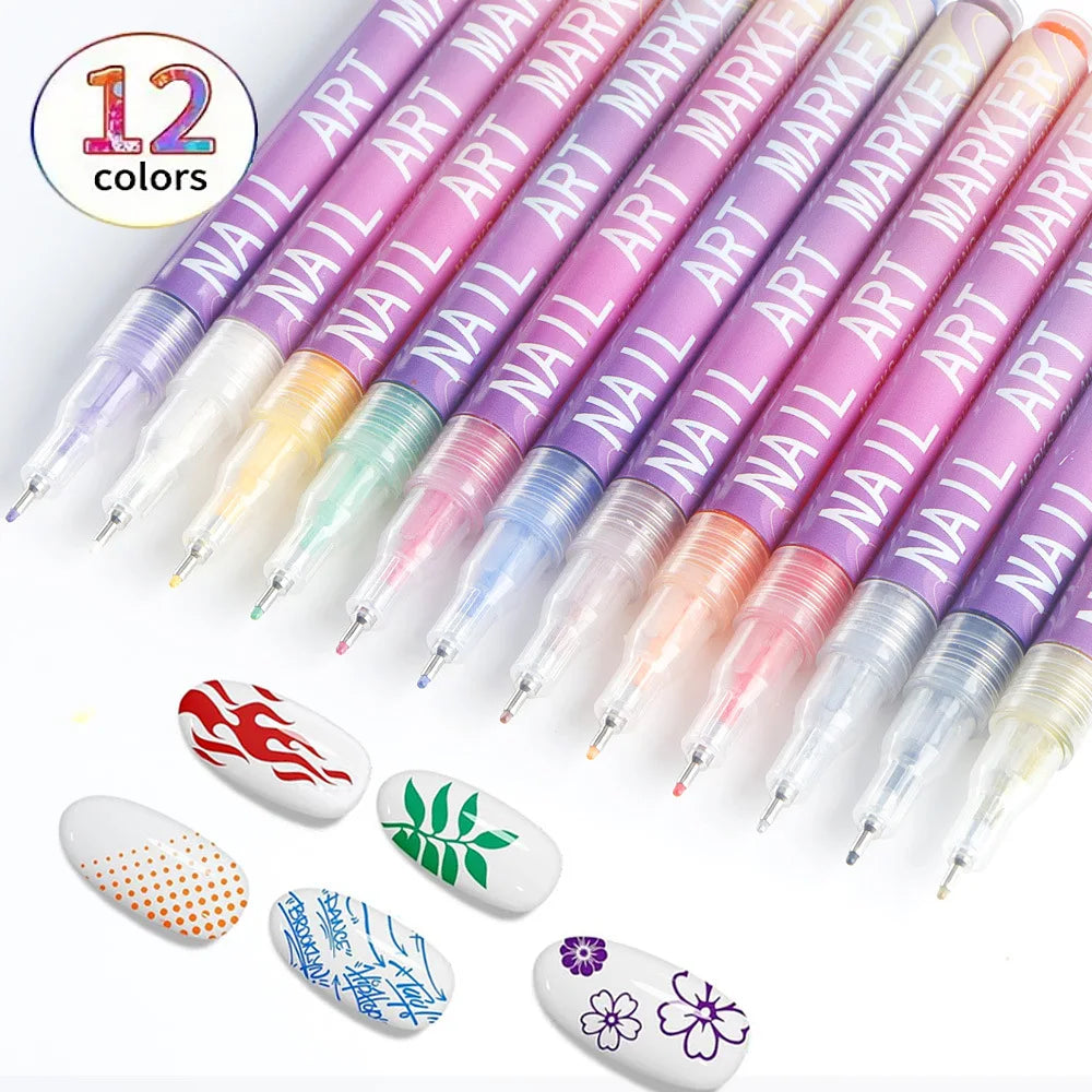 12-Color Nail Art Pens