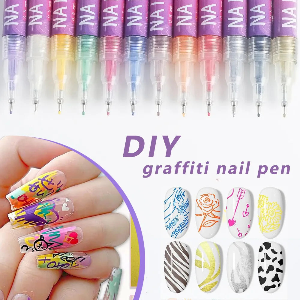 12-Color Nail Art Pens